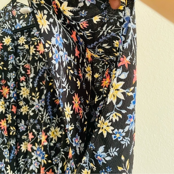 Woman’s Floral Kimono Cardigan one size dark ditzy floral summer beach cover - Picture 4 of 9